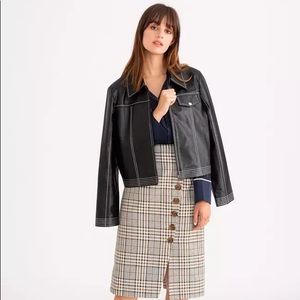 Petite studio Topstitched leather jacket